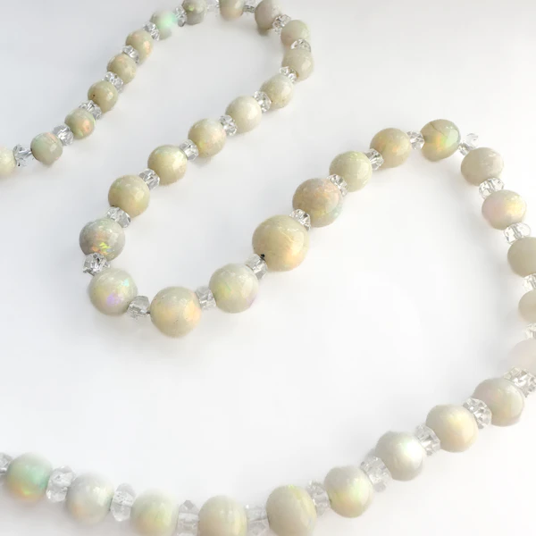 Antique Graduated Opal Beaded Necklace - Saddingtons Jewellery Stand 375 - image 2