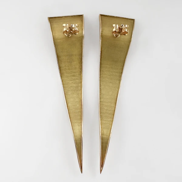 1980’s Abstract Gold Tapered Drop Earrings - Saddingtons Jewellery Stand 375 - image 3