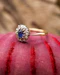 Downstairs at Grays: Yellow Gold (High Carat tested), Small Oval Sapphire & Diamond Cluster Ring, Circa 1920 - image 3
