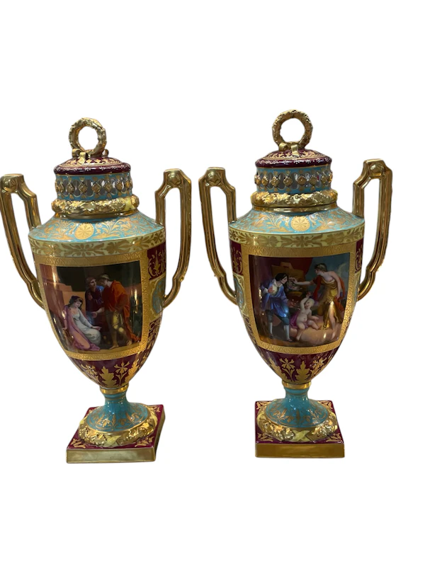 Pair of Vienna vases and covers - image 2