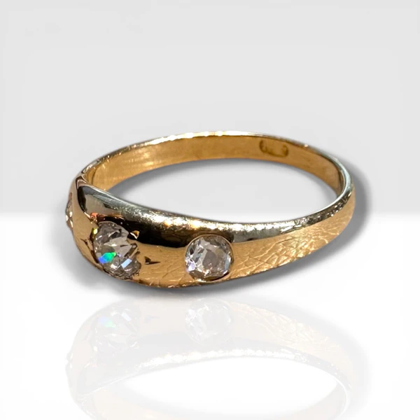 Victorian Three-Stone Diamond Gypsy Ring - image 2