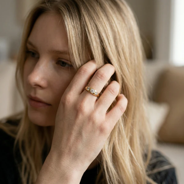 Victorian Three-Stone Diamond Gypsy Ring - image 4