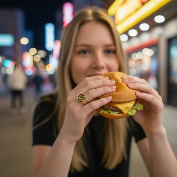 9K Gold Diamond "McDonalds" Signet Ring – London, 1993 - image 6
