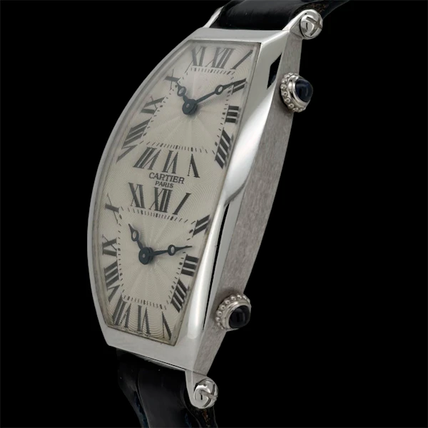 CARTIER TONNEAU DUAL TIME W1534051MECHANICAL WHITE GOLD FULL SET 2004 CPCP - MADE IN FRANCE - RARE - image 2