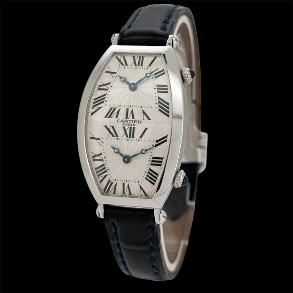 CARTIER TONNEAU DUAL TIME W1534051MECHANICAL WHITE GOLD FULL SET 2004 CPCP - MADE IN FRANCE - RARE - image 1