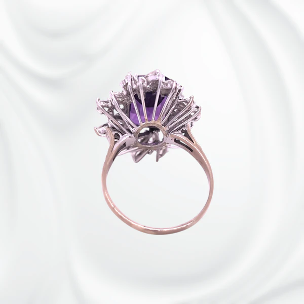 Amethyst and Diamond Cocktail Ring - image 3
