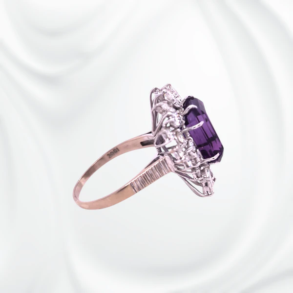 Amethyst and Diamond Cocktail Ring - image 2
