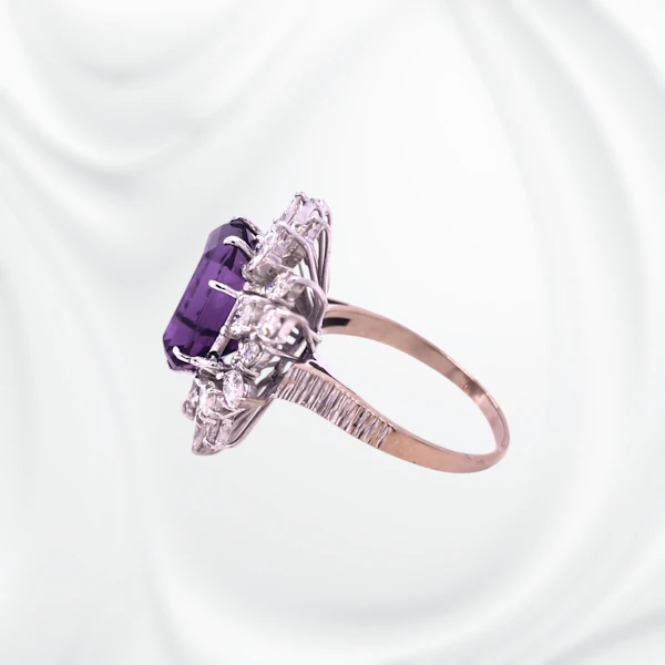 Amethyst and Diamond Cocktail Ring - image 4