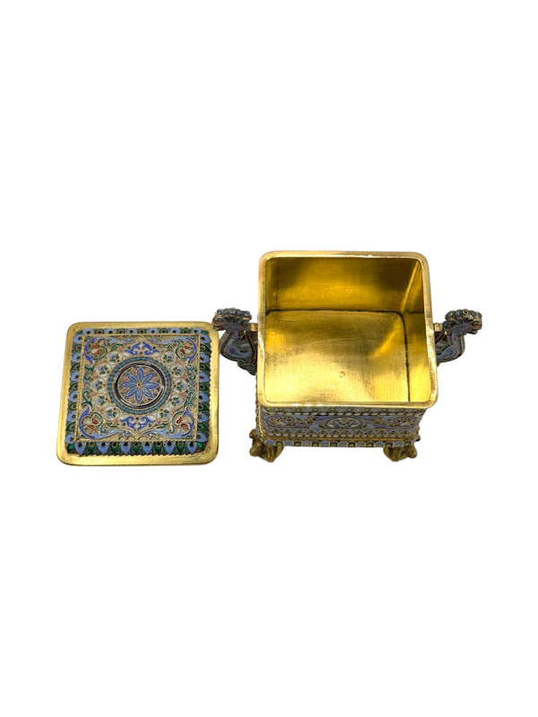 Russian silver gilt cloisonné enamel casket, Moscow 1886 by Pavel Ovchinnikov. - image 5