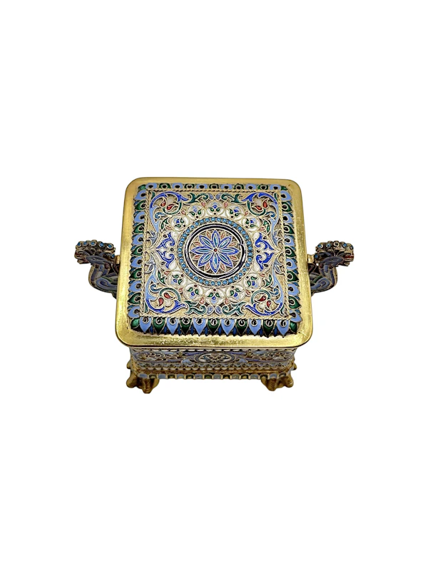 Russian silver gilt cloisonné enamel casket, Moscow 1886 by Pavel Ovchinnikov. - image 4