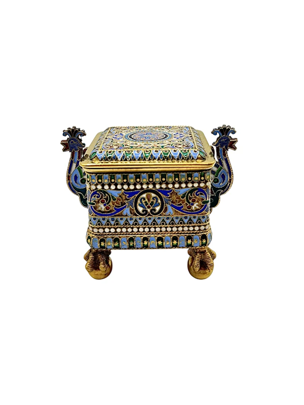 Russian silver gilt cloisonné enamel casket, Moscow 1886 by Pavel Ovchinnikov. - image 3