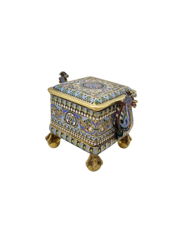 Russian silver gilt cloisonné enamel casket, Moscow 1886 by Pavel Ovchinnikov. - image 2