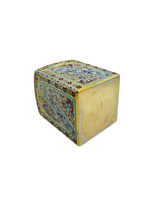 Russian silver gilt and cloisonné enamel tea caddy, Moscow, 1896 by Nikolai Alekseev. - image 7