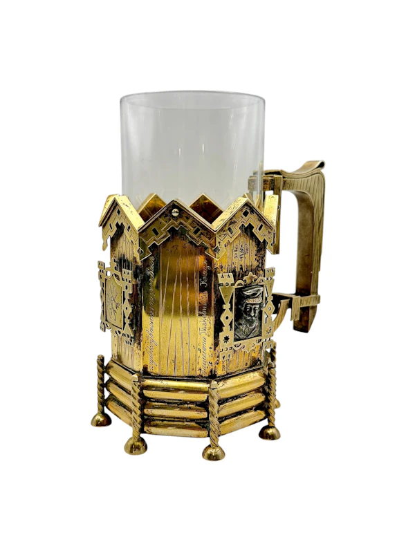 Russian silver gilt and trompe l'oeil tea holder, St Petersburg, 1878 by Alexander Sokolov. - image 3