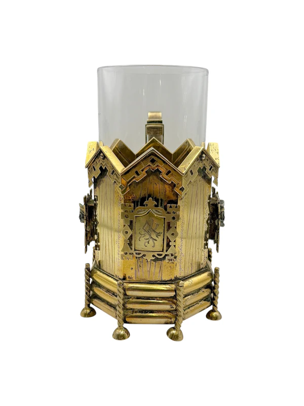 Russian silver gilt and trompe l'oeil tea holder, St Petersburg, 1878 by Alexander Sokolov. - image 2