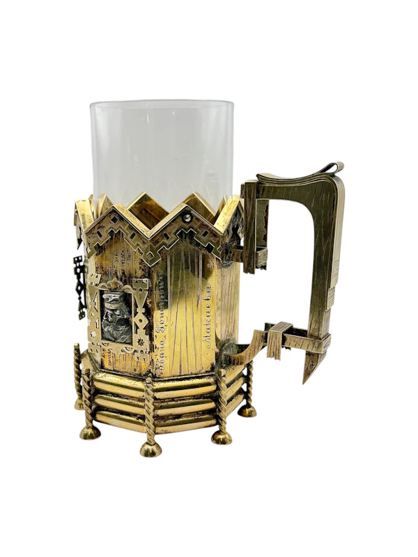 Russian silver gilt and trompe l'oeil tea holder, St Petersburg, 1878 by Alexander Sokolov. - image 4