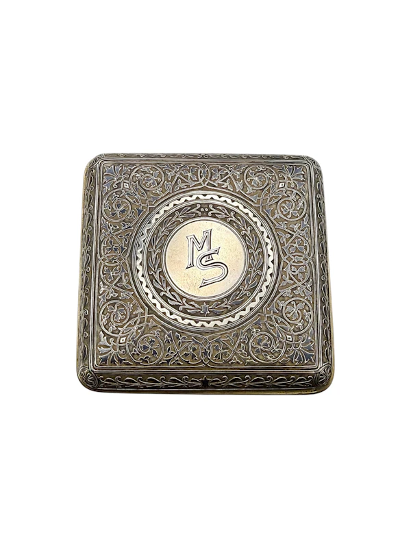 Russian silver gilt and niello pair of tea caddy boxes, Moscow 1885 by Vasily Semenov. - image 9