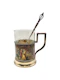 Russian silver gilt and lacquer tea glass holder and spoon, Moscow, c.1910 by Morozov. - image 9