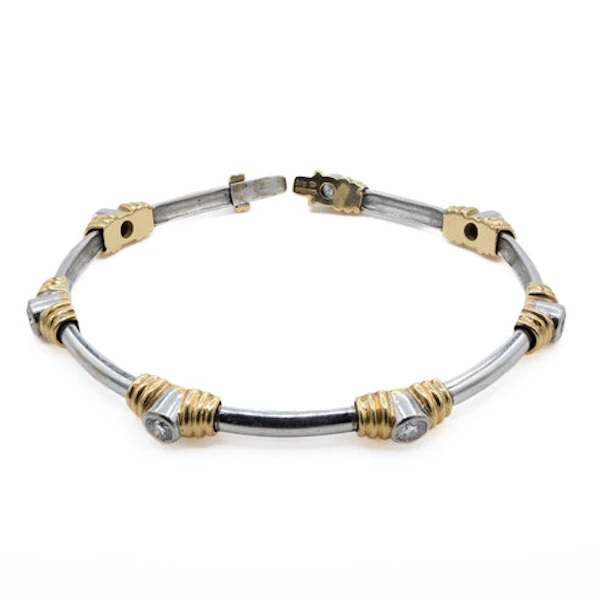 18ct White and Yellow Gold Diamond Bar Bracelet Spectrum Antiques - image 1