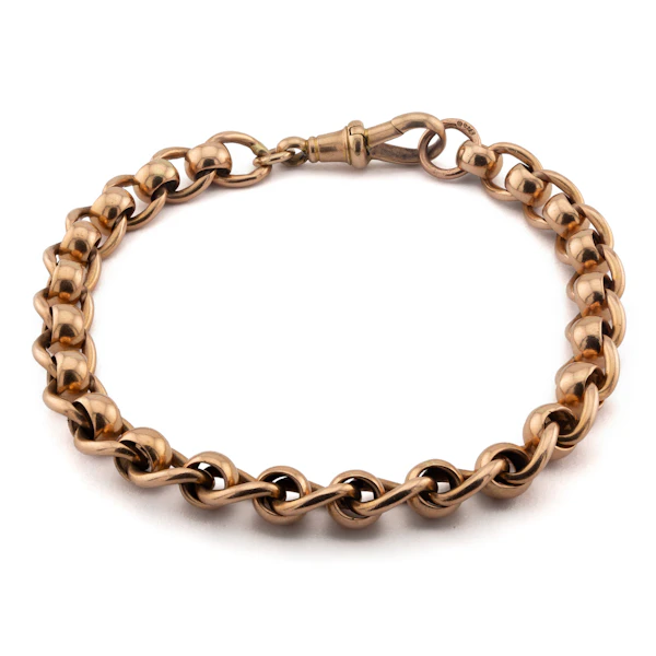 9ct Edwardian Rose Gold Rollo Link Bracelet Sprectrum Antiques - image 1