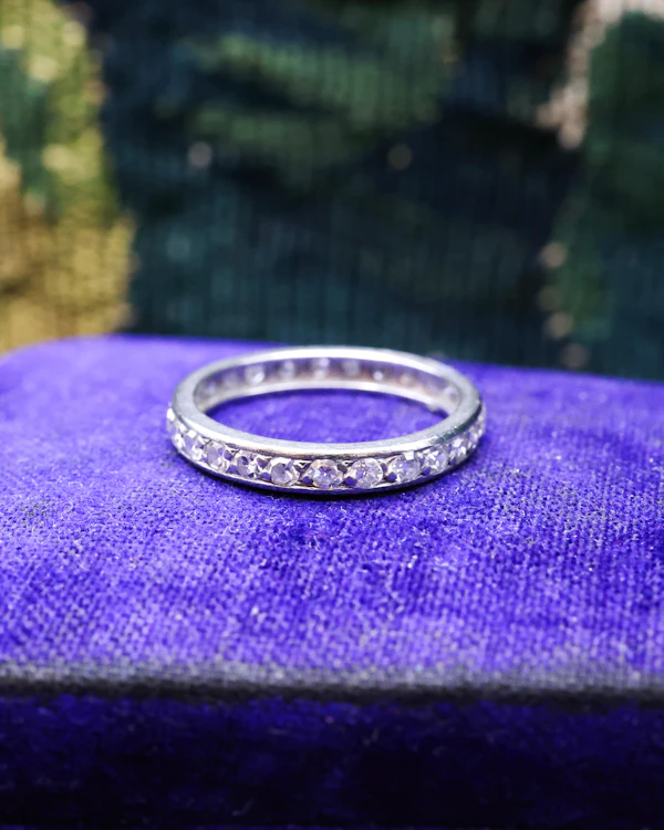 Downstairs at Grays: Platinum French Diamond Eternity Ring Size L 1/2 Circa 1930 - image 2
