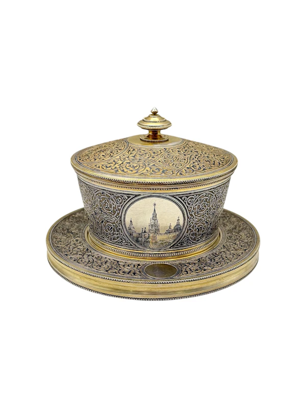 Large Russian silver gilt and niello tea and coffee set with a tray, Moscow, 1886 by Postnikov. - image 13