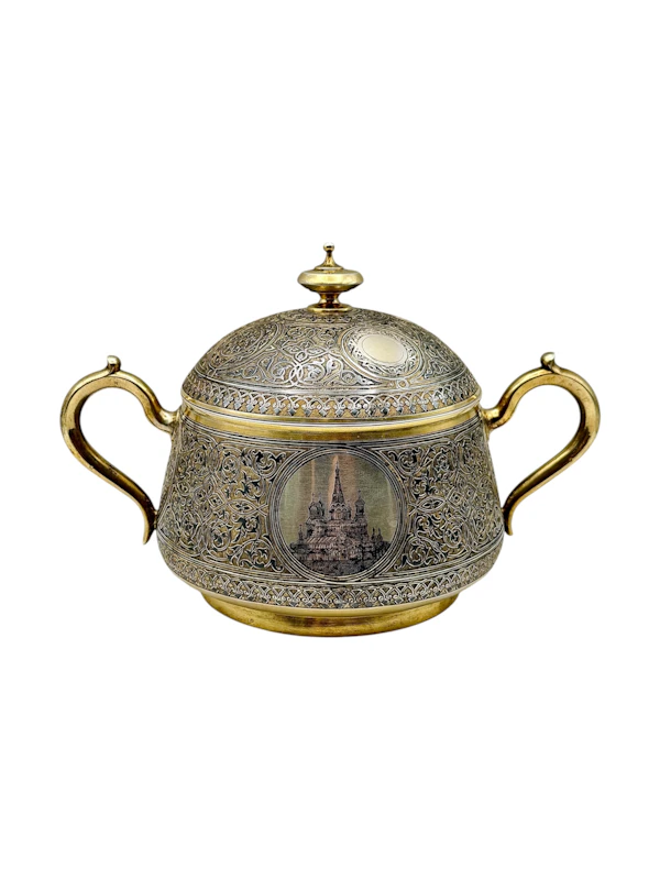 Large Russian silver gilt and niello tea and coffee set with a tray, Moscow, 1886 by Postnikov. - image 6