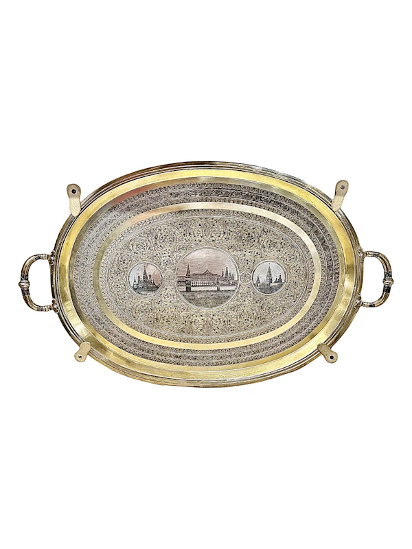 Large Russian silver gilt and niello tea and coffee set with a tray, Moscow, 1886 by Postnikov. - image 17