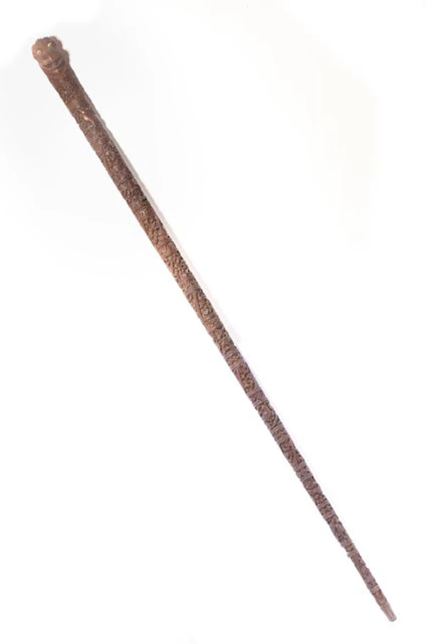 19th-century South Indian Mysore carved sandalwood walking stick - image 3