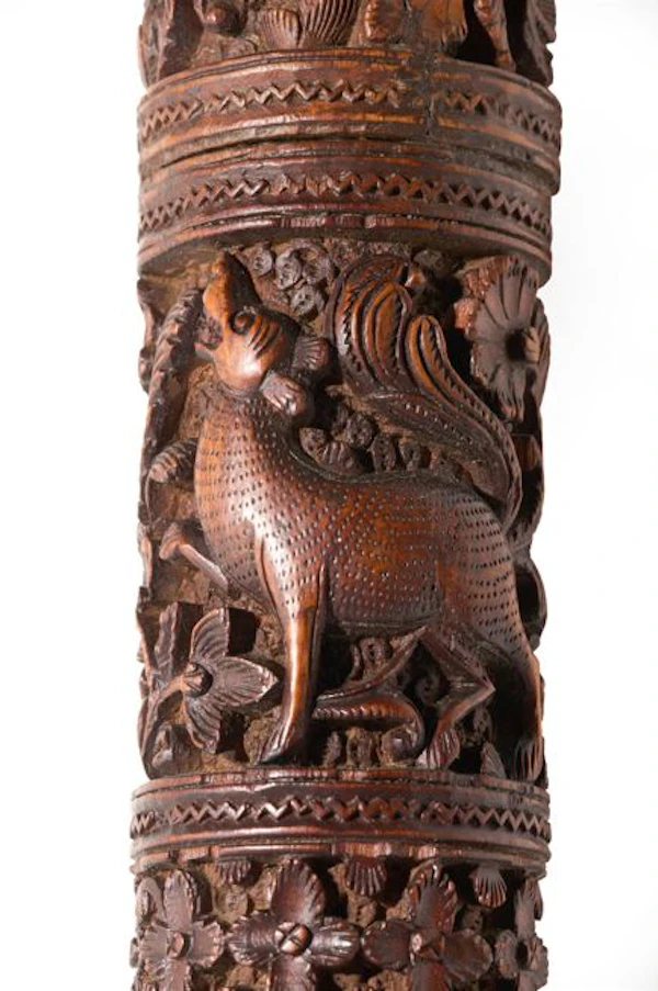 19th-century South Indian Mysore carved sandalwood walking stick - image 6