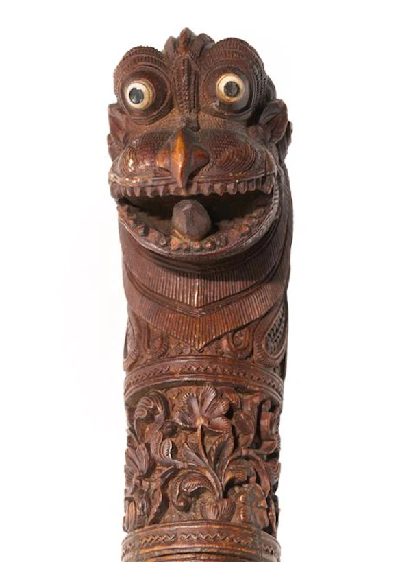 19th-century South Indian Mysore carved sandalwood walking stick - image 4