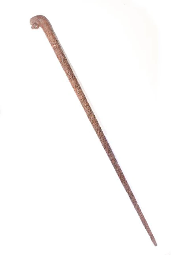 19th-century South Indian Mysore carved sandalwood walking stick - image 2
