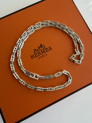 Hermes “Hercules” H link silver necklace