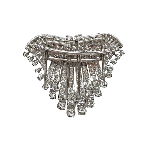 Art Deco Diamond and Platinum Double Clip Brooch, 8.00 Carats, Circa 1945 - image 9