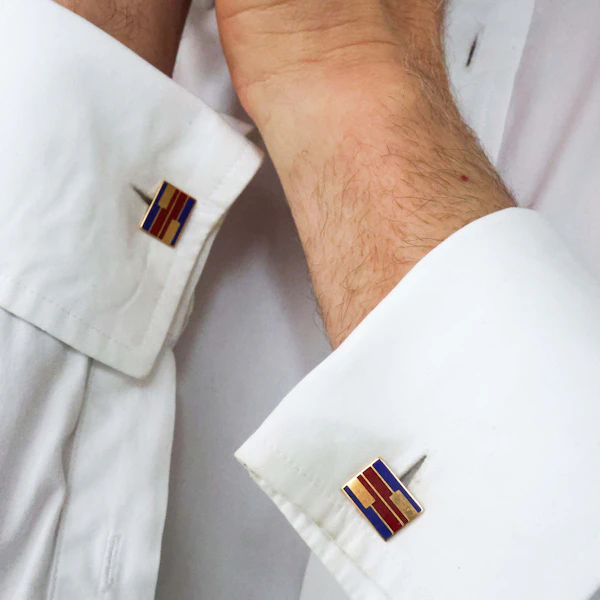 Vintage Larter & Sons Red and Blue Enamel and Gold Cufflinks, Circa 1960 - image 5