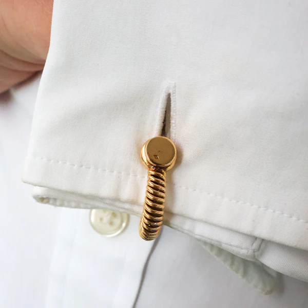 French Gold Spring Stirrup Cufflinks, Circa 1950 - image 9