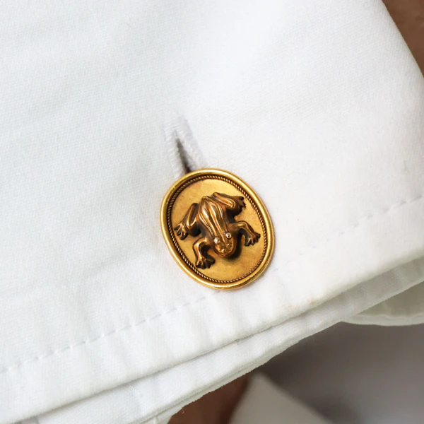 Antique Gold Frog Cufflinks - image 5