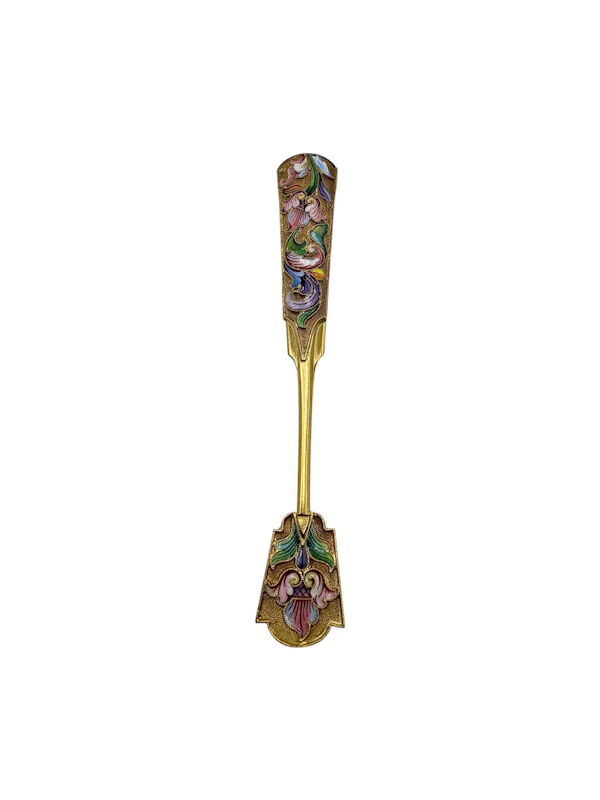 Russian silver gilt and shaded and cloisonné enamel 3 piece coffee set, Moscow, c.1910 by Maria Semenova. - image 18