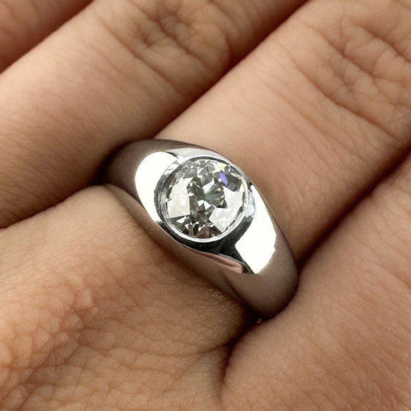 Platinum Single Stone Gypsy Ring 1.36ct - Saddingtons Jewellery Stand 375 - image 4