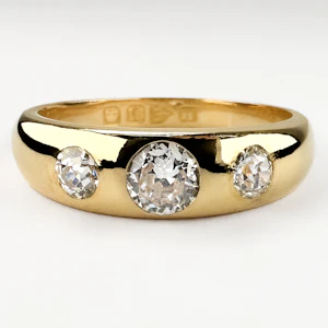 Antique 3 Stone Diamond Gypsy Ring - Saddingtons Jewellery Stand 375