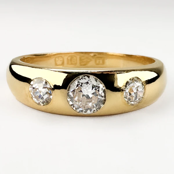 Antique 3 Stone Diamond Gypsy Ring - Saddingtons Jewellery Stand 375 - image 1