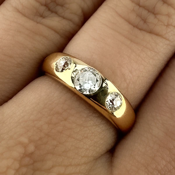 Antique 3 Stone Diamond Gypsy Ring - Saddingtons Jewellery Stand 375 - image 2