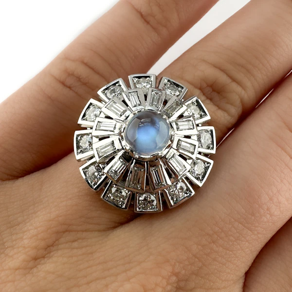1960’s Diamond & Moonstone Cocktail Ring - Saddingtons Jewellery Stand 375 - image 1