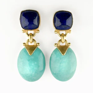 Lapis Lazuli & Turquoise Drop Earrings - Saddingtons Jewellery Stand 375