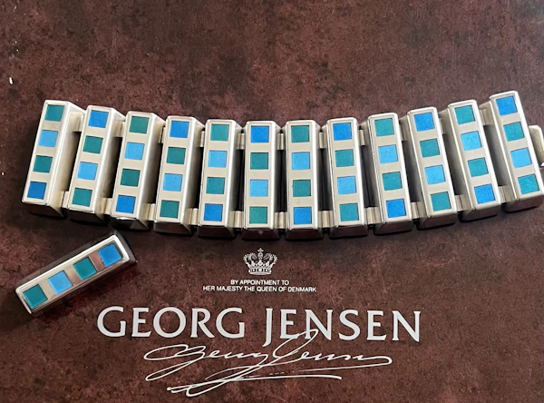 Georg Jensen Bracelet 143 & Brooch 333a by Nana Ditzel Enamel in Sterling silver Mark Constable Unit 301 - image 1