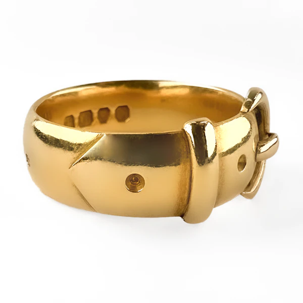 Victorian 1891 Gold Buckle Ring - Saddingtons Jewellery Stand 375 - image 2