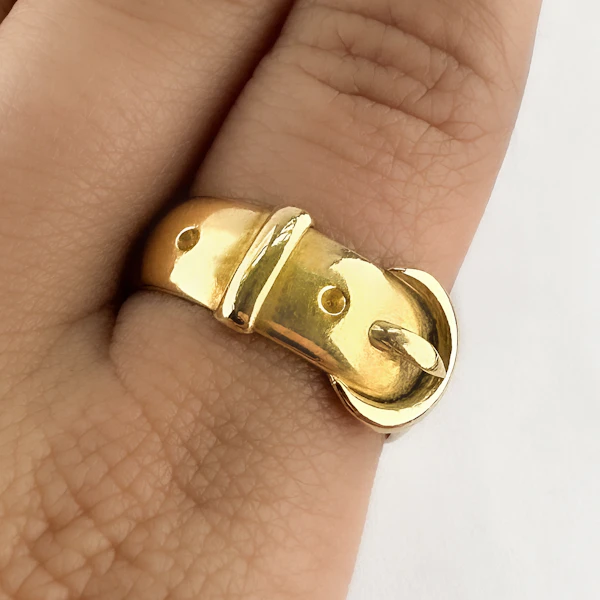 Victorian 1891 Gold Buckle Ring - Saddingtons Jewellery Stand 375 - image 3
