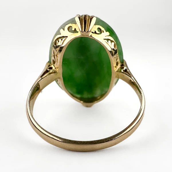 Vintage Carved Jade Ring - Saddingtons Jewellery stand 375 - image 4
