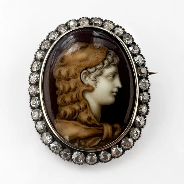 Victorian Diamond & Enamel Hercules Portrait Brooch - Saddingtons Jewellery Stand 375 - image 1