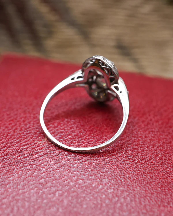 Platinum Art Deco Double Diamond Boat Shaped Ring Circa 1930 - image 4